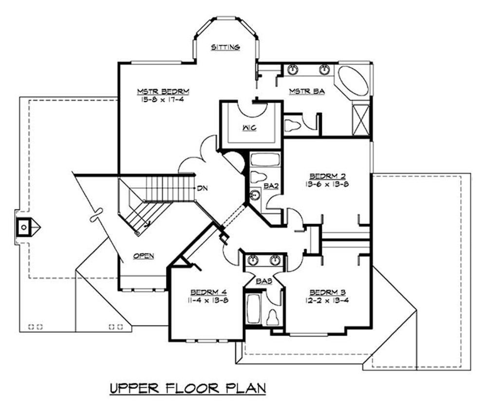Floor Plan Second Story of Craftsman Plan #115-1227